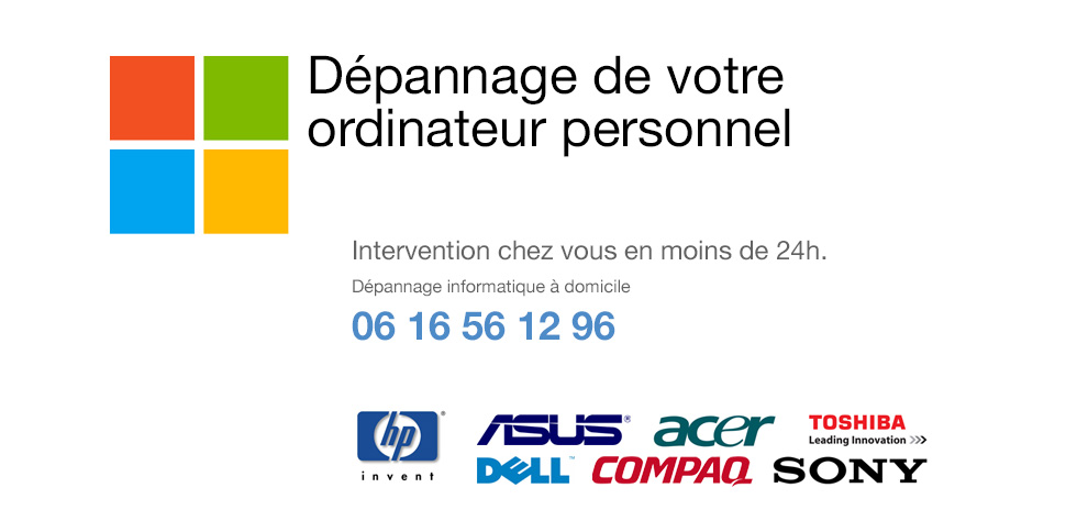 Logo dépannage PC - Dell, Sony, Compaq, HP, Toshiba, Acer, Asus Logo dépannage PC - Dell, Sony, Compaq, HP, Toshiba, Acer, Asus